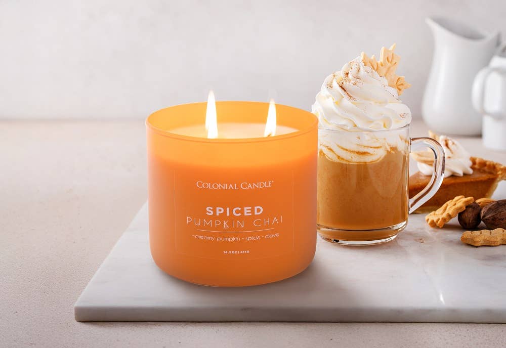 Spiced Pumpkin Chai Scented Candle, Soy Blend Wax, 14.5oz