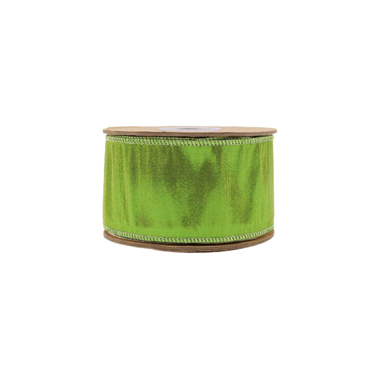 LA Ribbons Wholesale - 2 1/2" Wired Metallic Dupioni Ribbon | Apple Green | 10 Yard Roll