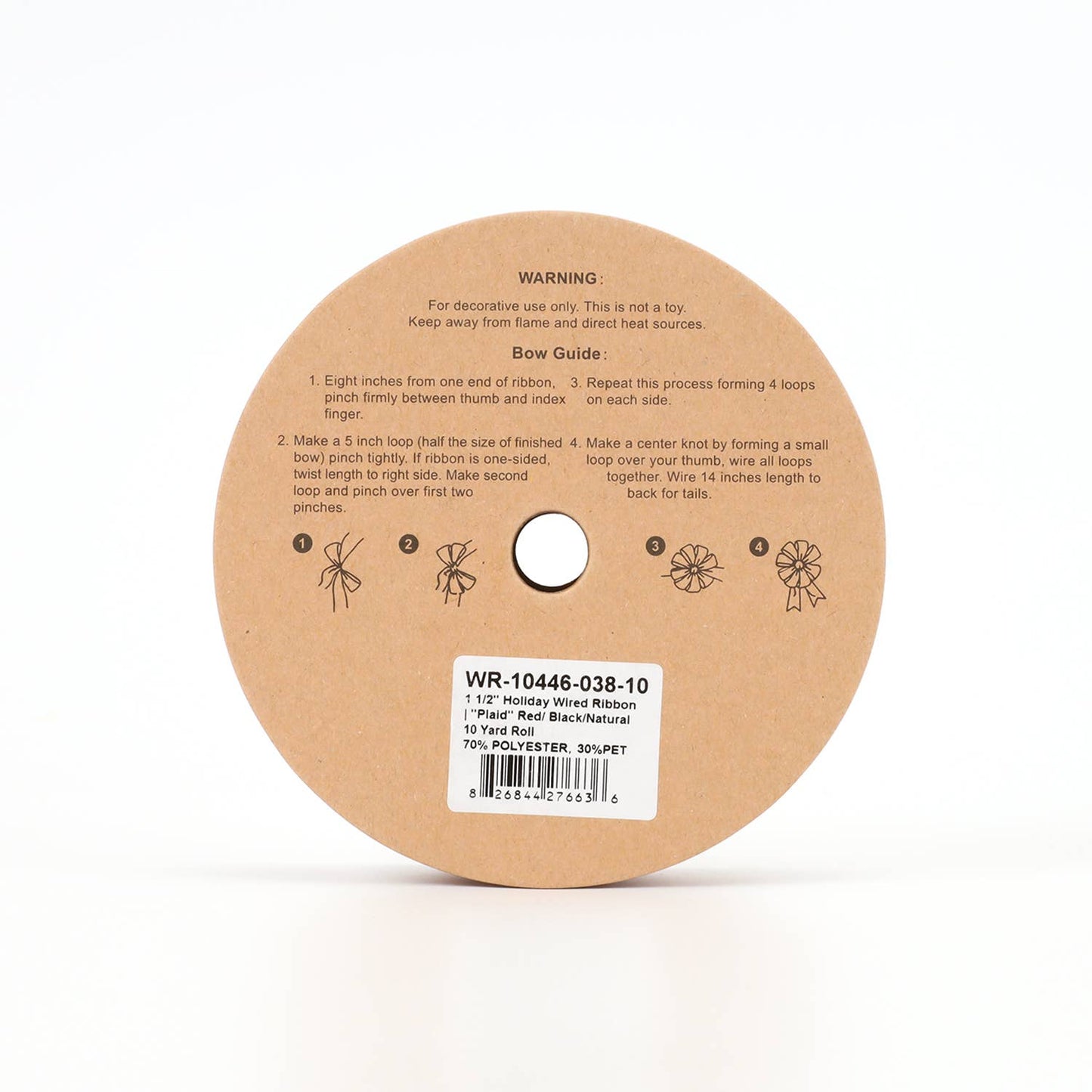 LA Ribbons Wholesale - 1 1/2" Holiday Wired Ribbon | "Plaid" Red/Black/Gold