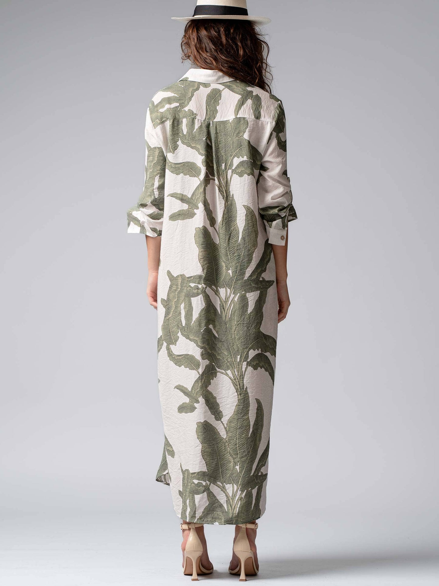 Tropical Paradise Button Down Collared Vacation Dress