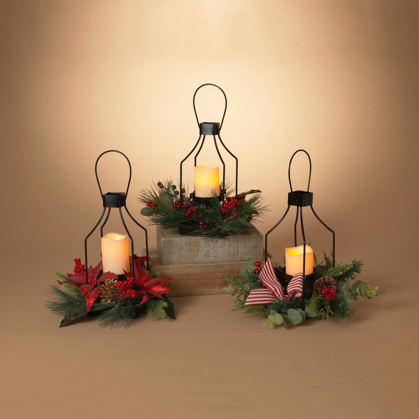 The Gerson Companies - Gerson Company 13"H Metal Holiday Lantern w/ Candle Holder &