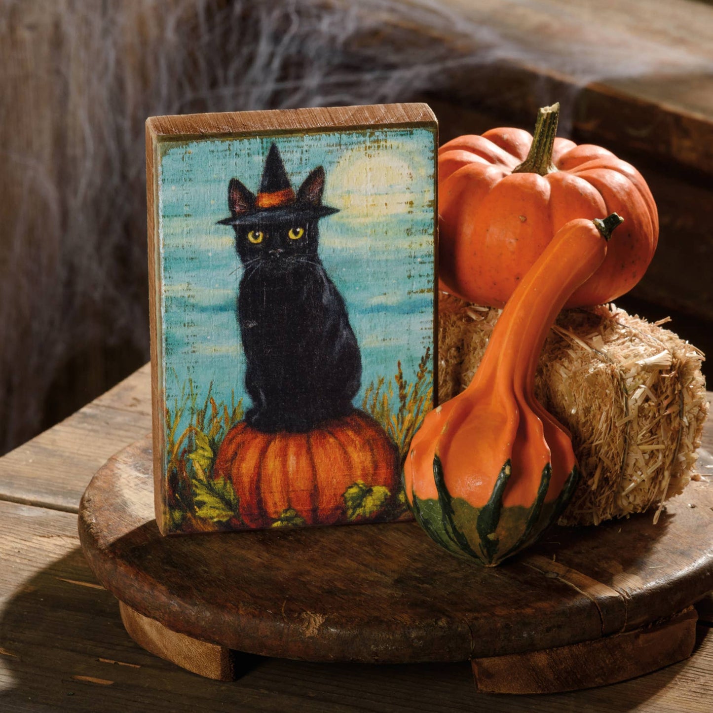Black Cat Witch Block Sign
