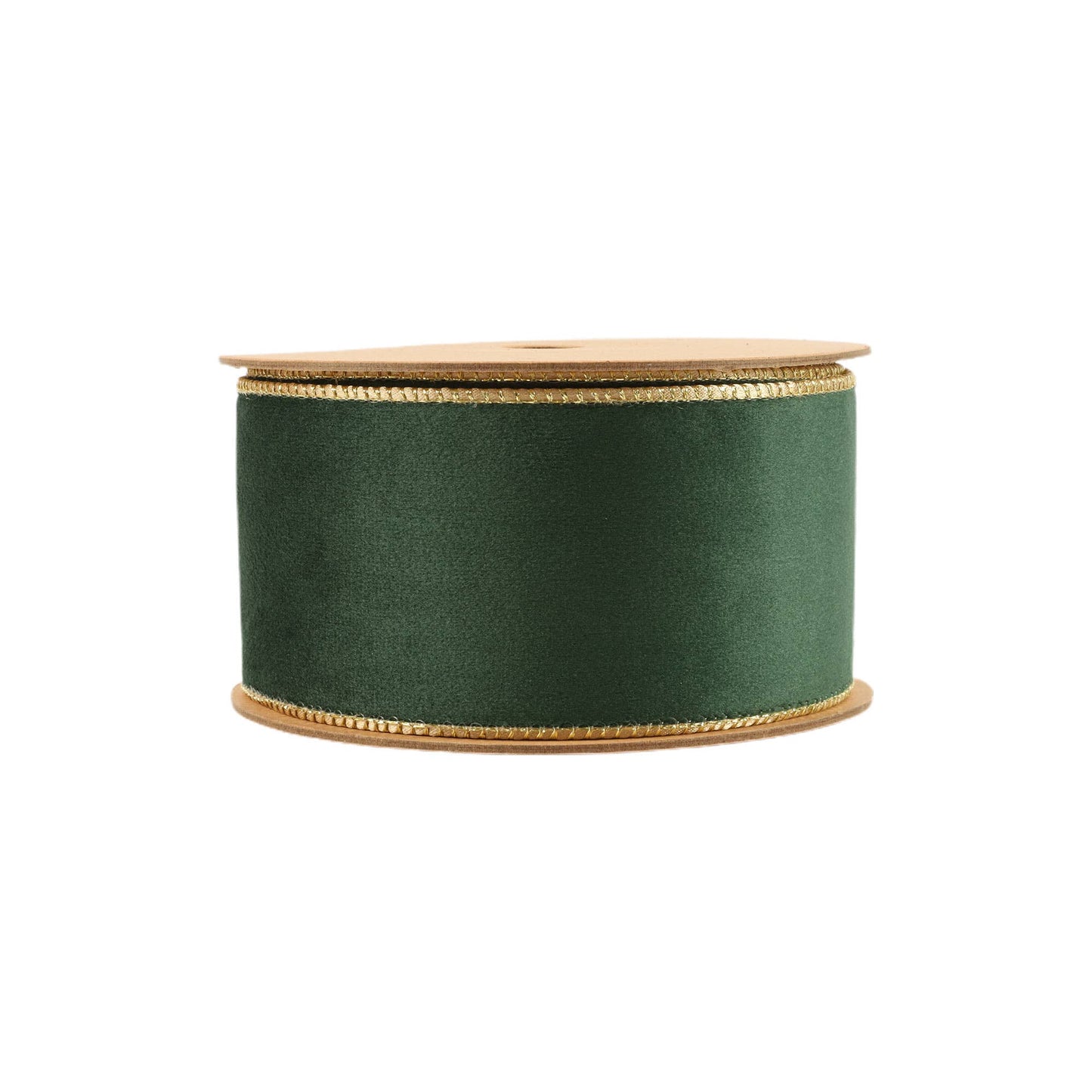 LA Ribbons Wholesale - 2 1/2" Reversible Classic Velvet Wired Ribbon | Green/Gold | 10 Yard Roll