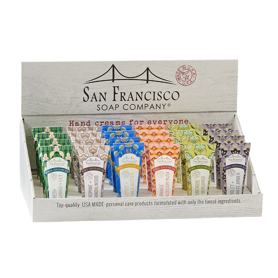San Francisco Soap / Man Bar Soap - 24pc Botanical 1.5oz Hand Cream Display