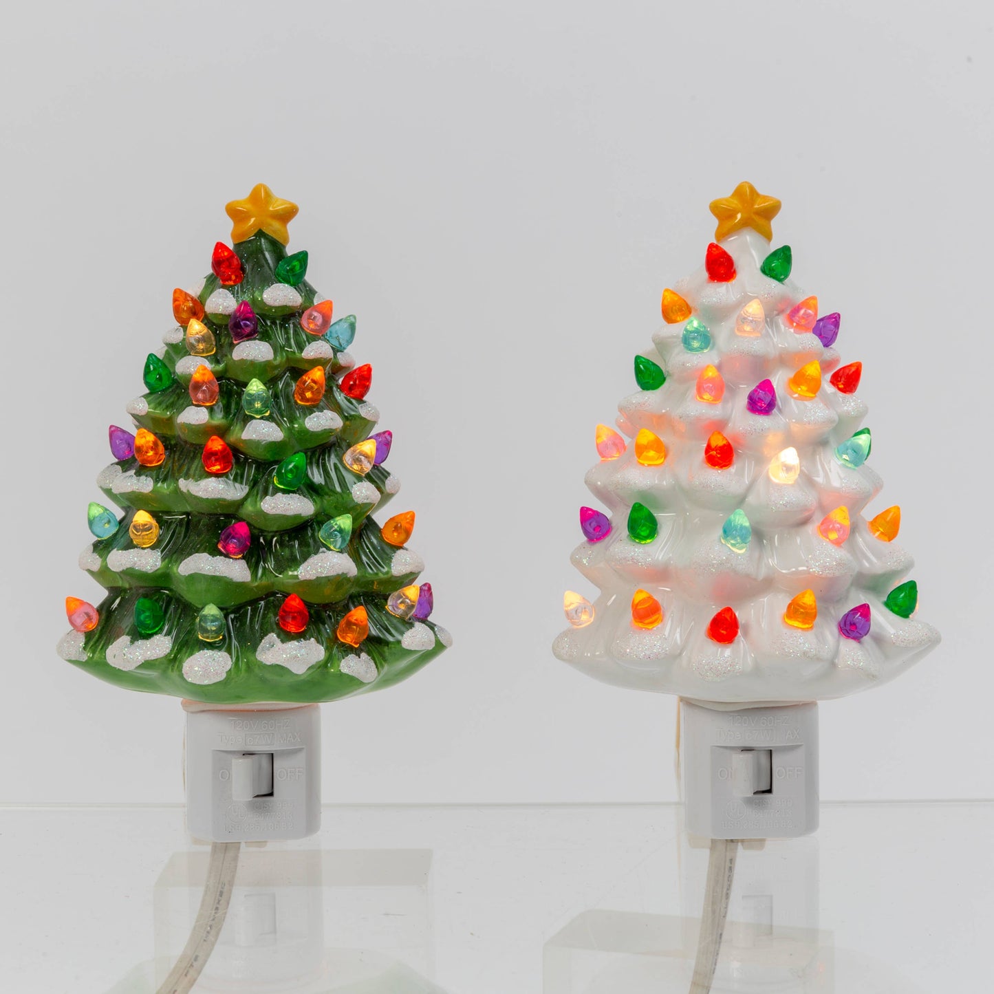 The Gerson Companies - 6.1"H Electric Dolomite Christmas Tree Nightlight, 2 Asst