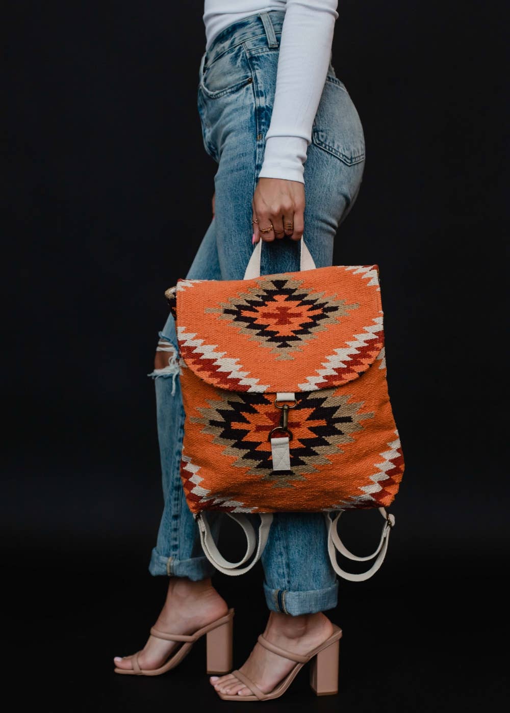 Panache Apparel Co. - Orange, White & Red Aztec Backpack