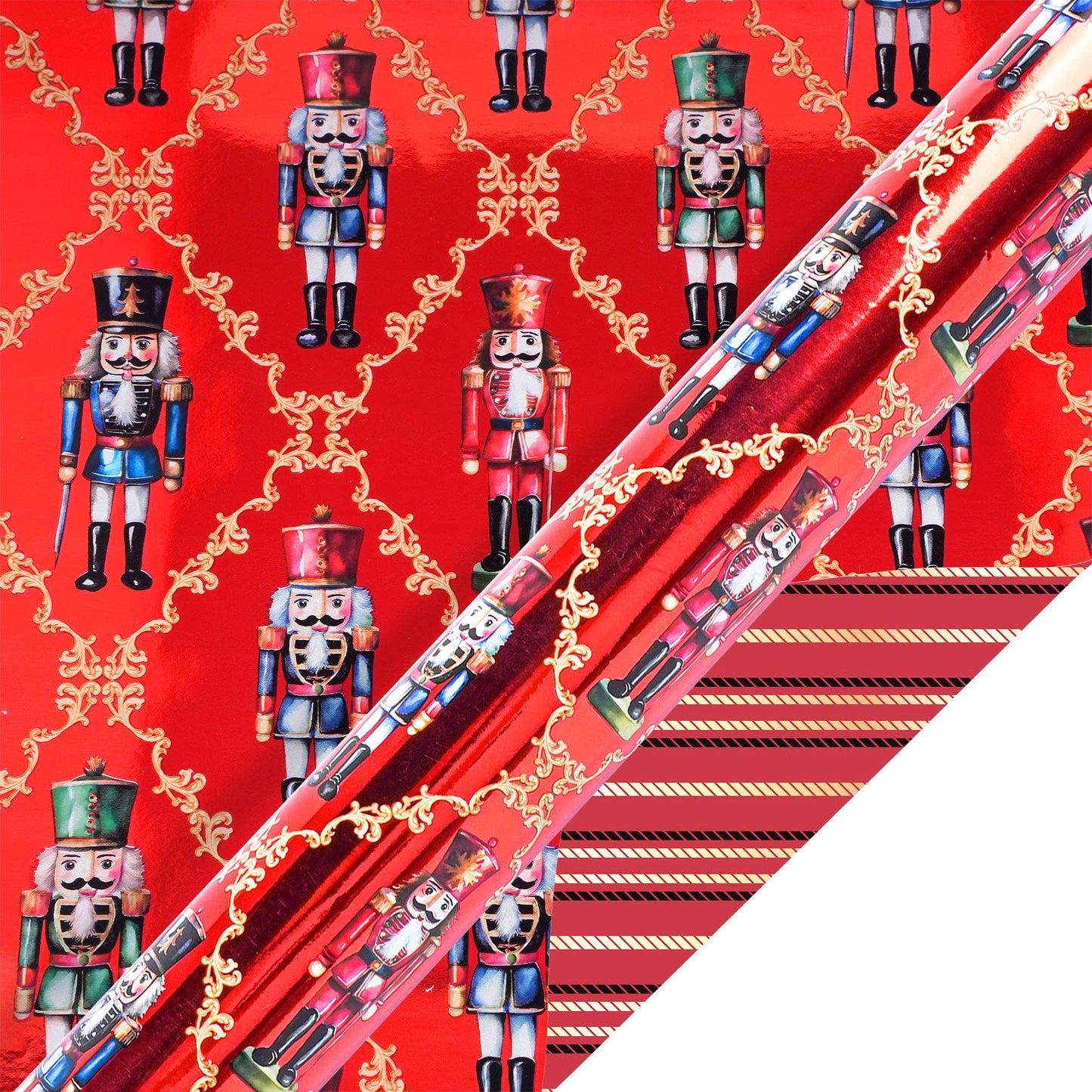 LA Ribbons Wholesale - 30" x 10' Wrapping Paper Bundle (4-pack) | Ruby Nutcracker