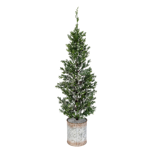 The Gerson Companies - 35 in. Snowy Pine Christmas Tree in Tin Pot