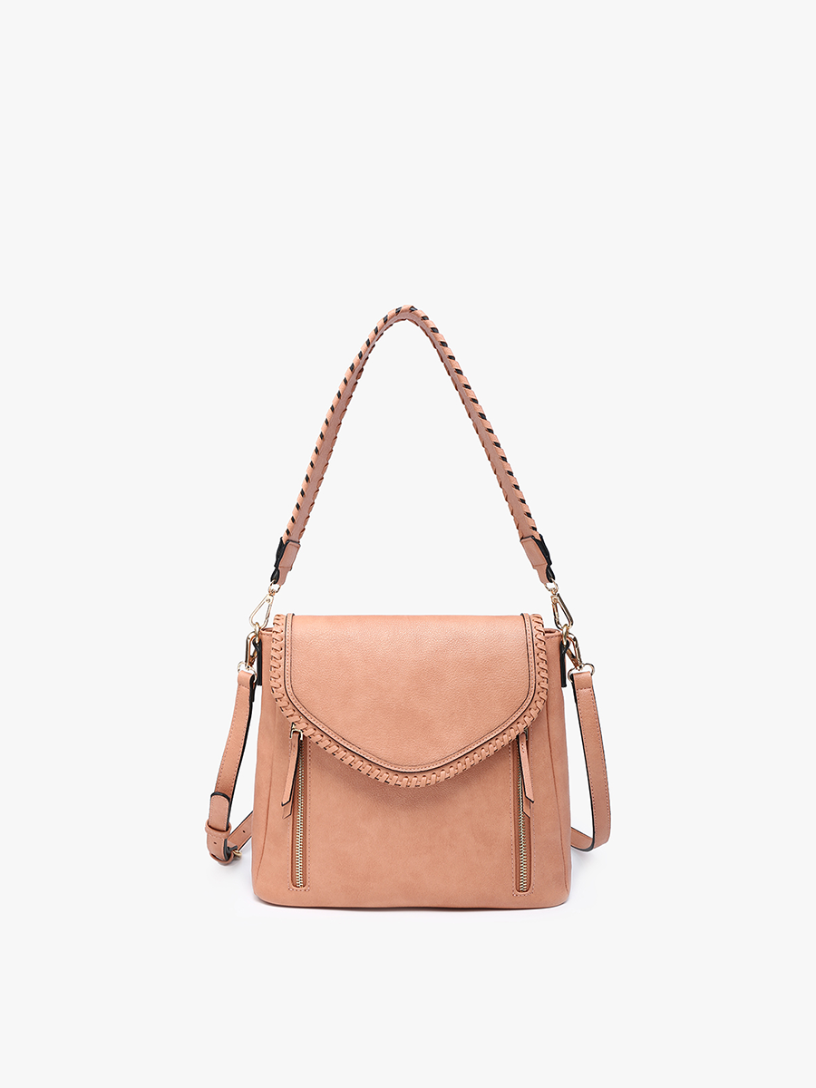 Jen & Co. - M2167 Lorelei Double Zip Whipstitch Trim Crossbody