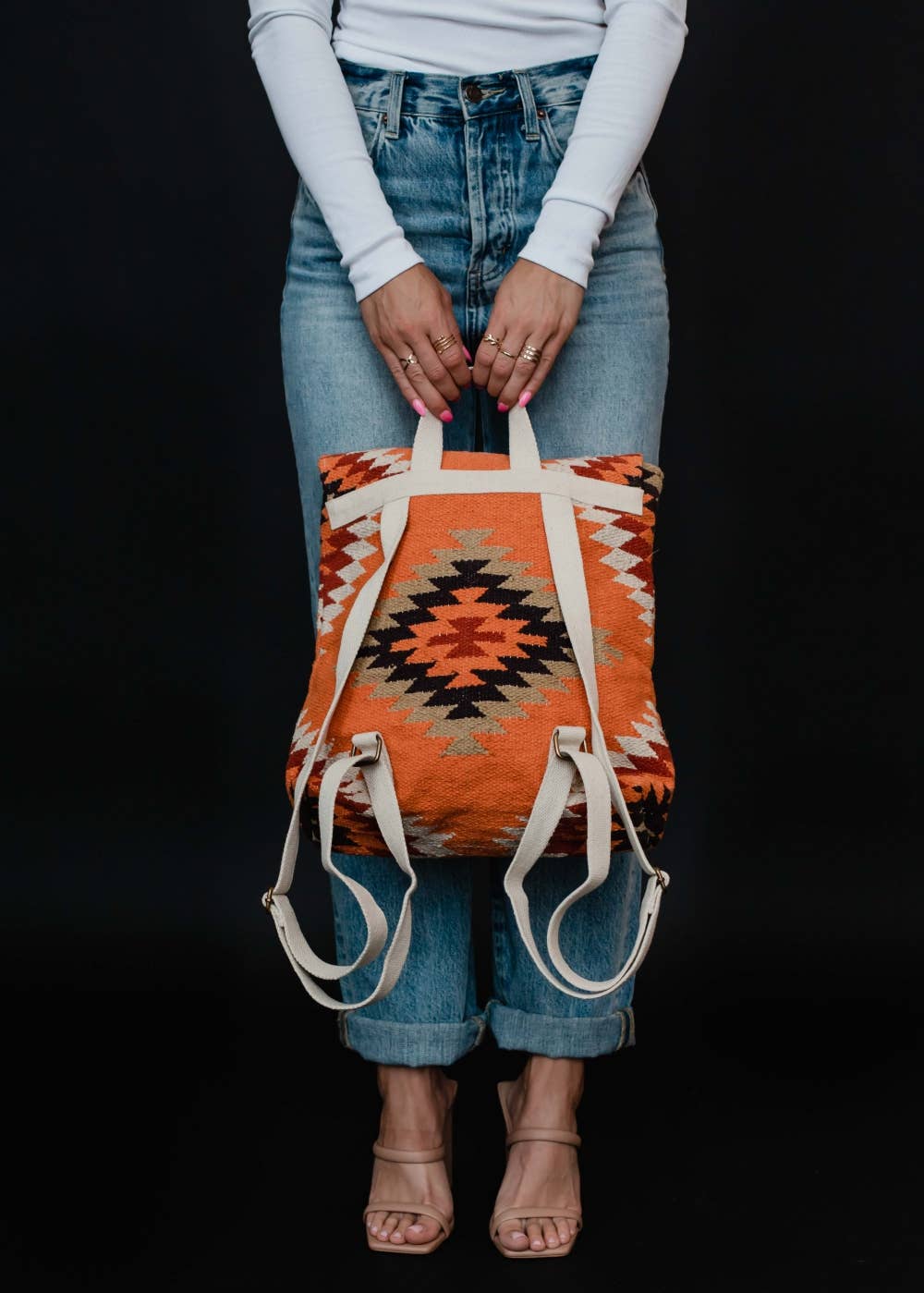 Panache Apparel Co. - Orange, White & Red Aztec Backpack