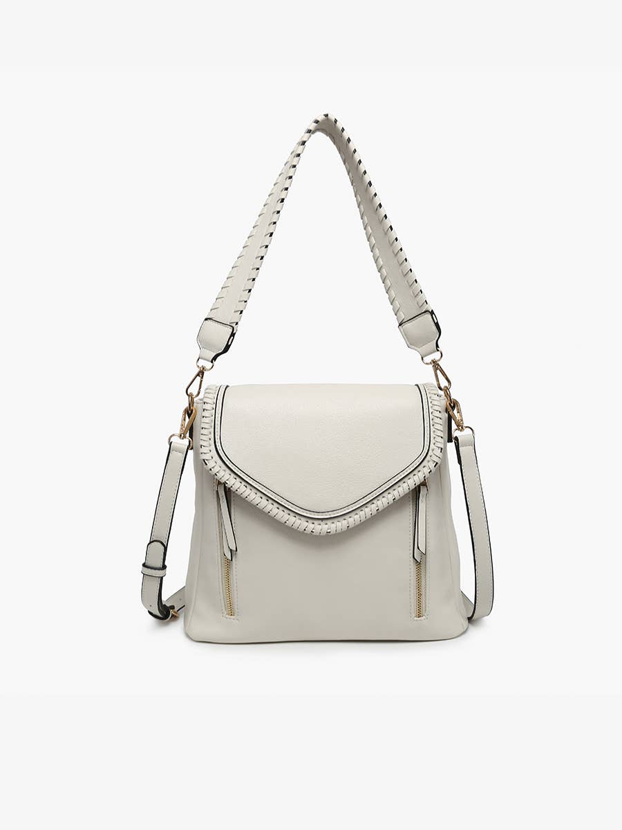 Jen & Co. - M2167 Lorelei Double Zip Whipstitch Trim Crossbody