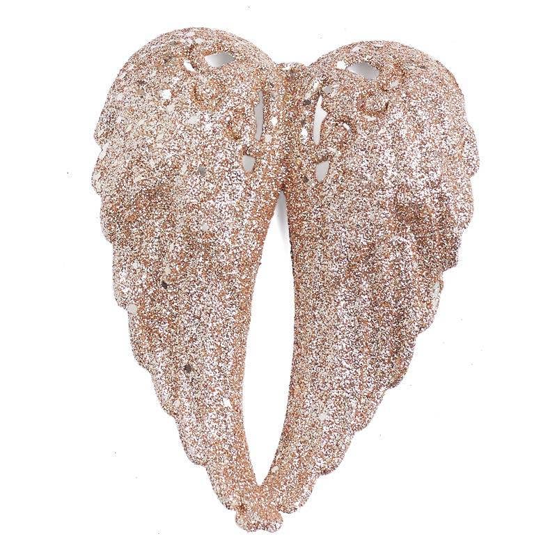 Factory Direct Craft - Champagne Glitter Angel Wing Ornaments (Pack of 12 pieces)