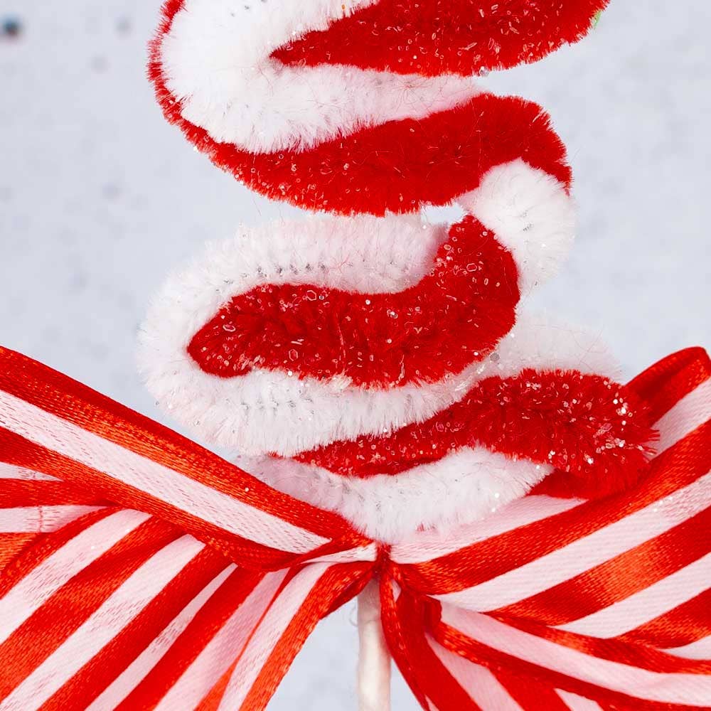 Factory Direct Craft - 10-1/2"  Christmas Chenille Ribbon Candy Pick
