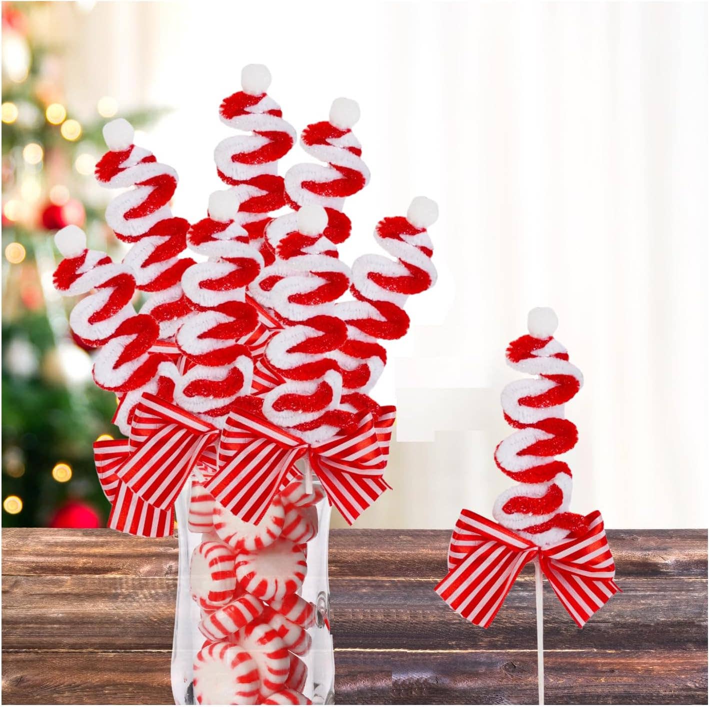 Factory Direct Craft - 10-1/2"  Christmas Chenille Ribbon Candy Pick