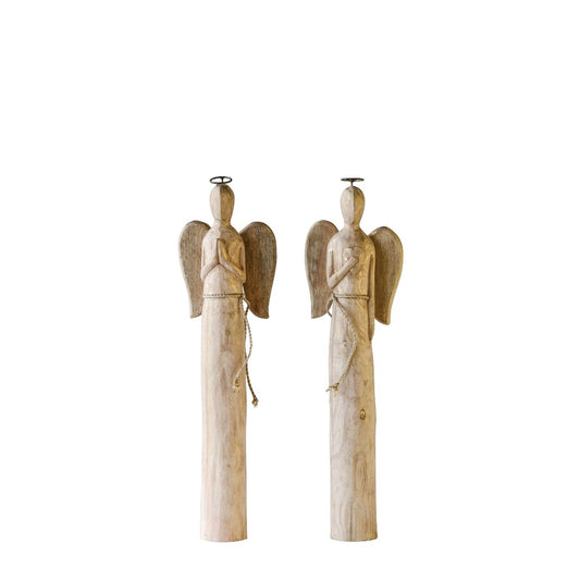 Hand-Carved Mango Wood Angel, 2 Styles|10191