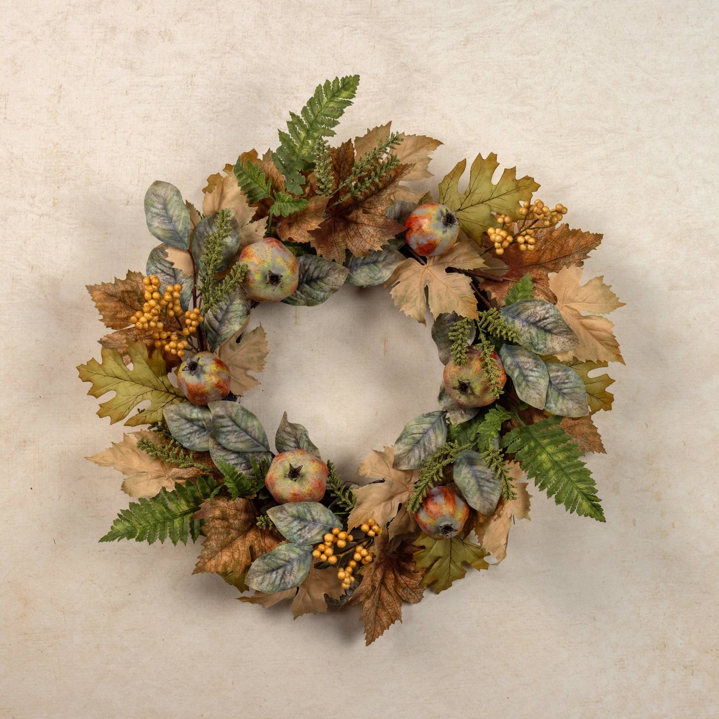 24" POMEGRANATE & BEIGE BERRY WREATH
