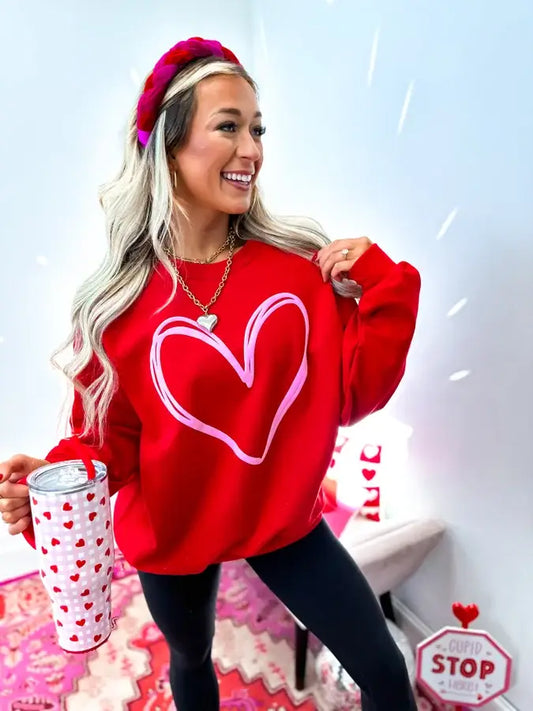 Big Heart Red Graphic Crewneck