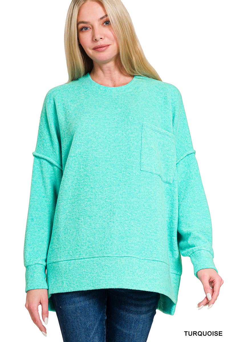 ",...._ Brushed Melange Drop Shoulder Oversized Sweater