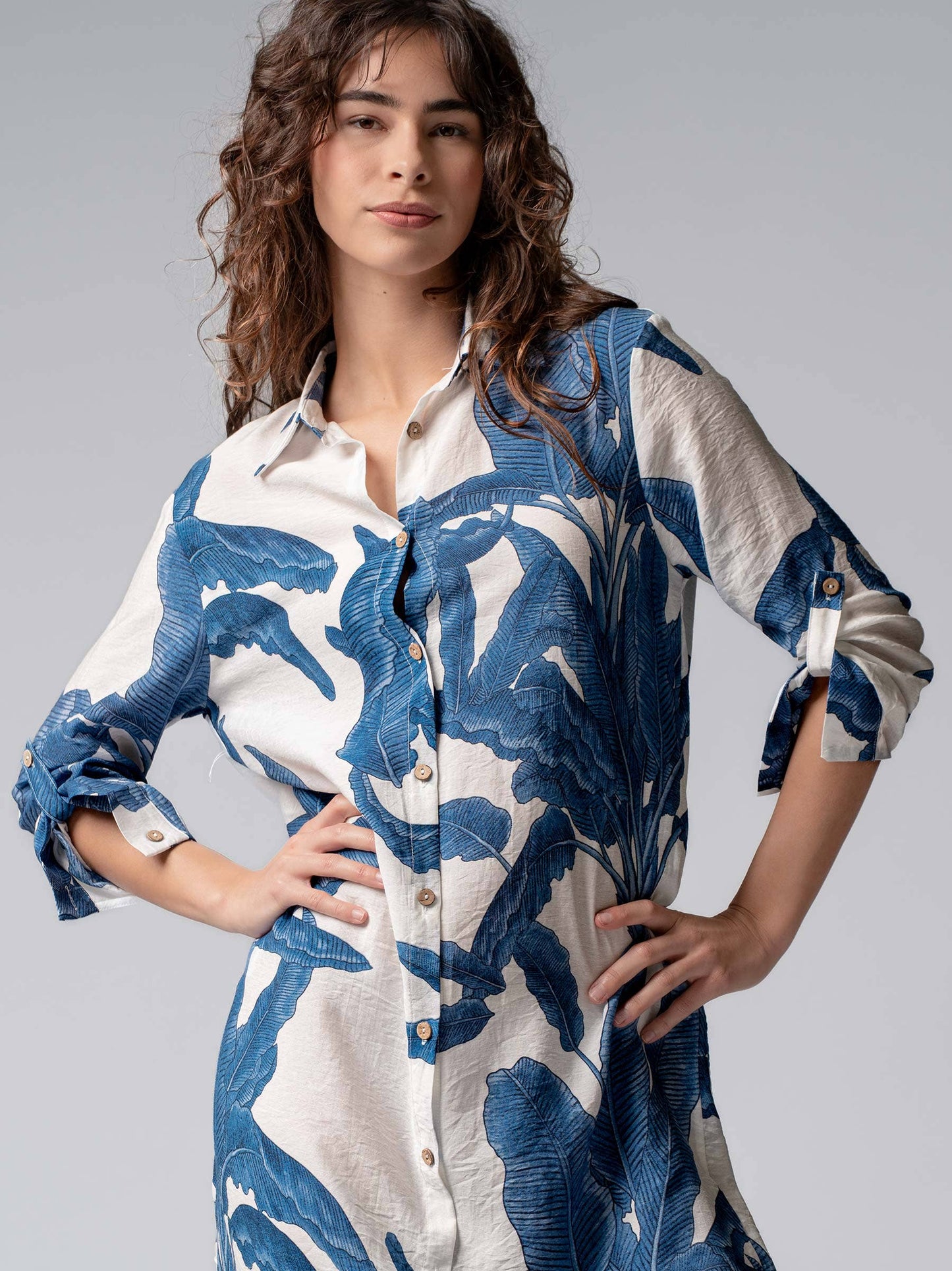 Tropical Paradise Button Down Collared Vacation Dress