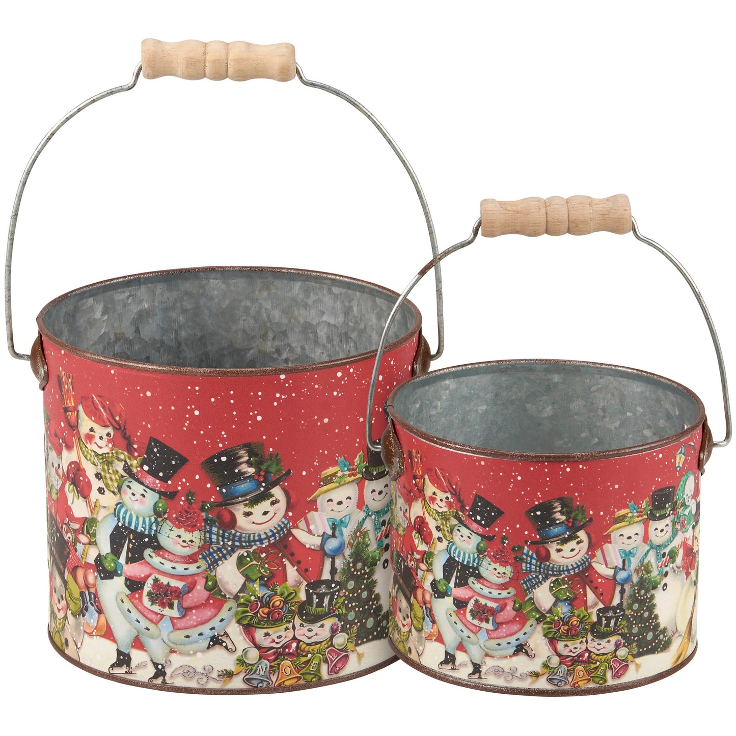 Primitives by Kathy - Retro Snowmen Bucket Large