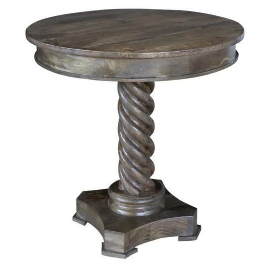 Bengal Manor Mango Wood Carved Rope Twist Accent Table|11380
