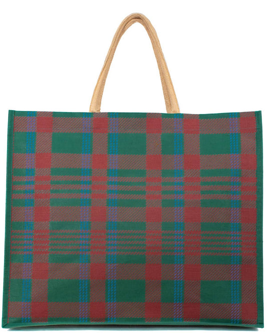 The Royal Standard - Telluride Plaid Juco Carryall Tote   Green/Red   22x19x8