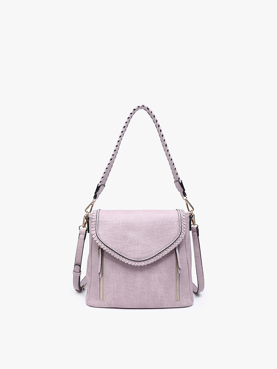Jen & Co. - M2167 Lorelei Double Zip Whipstitch Trim Crossbody