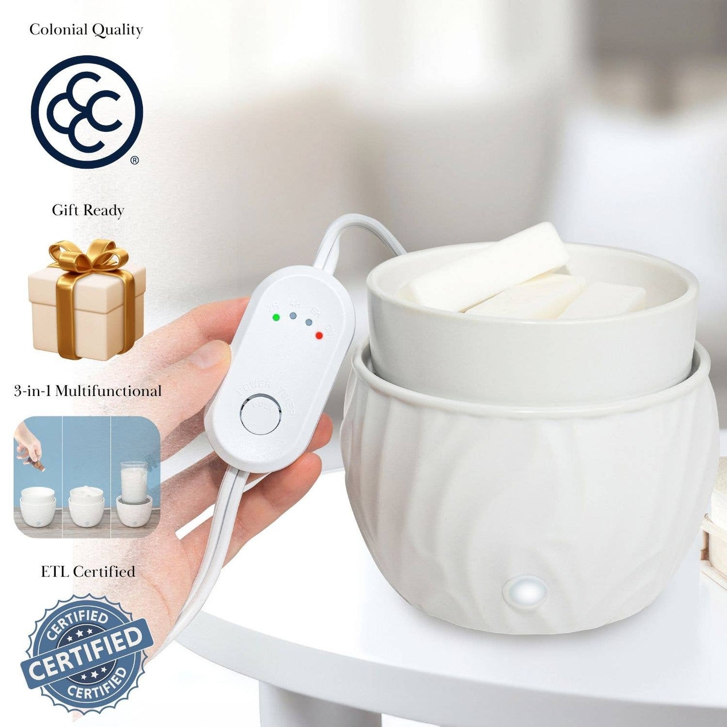 MVP Group International INC - Colonial Candle 3-in-1 Electric Warmer with Timer, Black