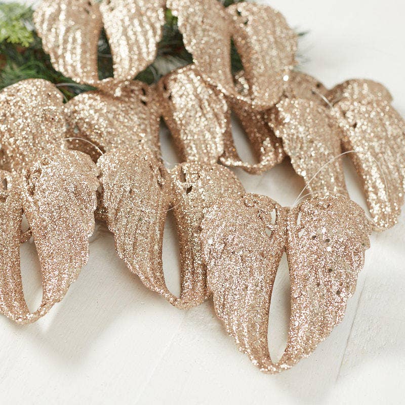 Factory Direct Craft - Champagne Glitter Angel Wing Ornaments (Pack of 12 pieces)