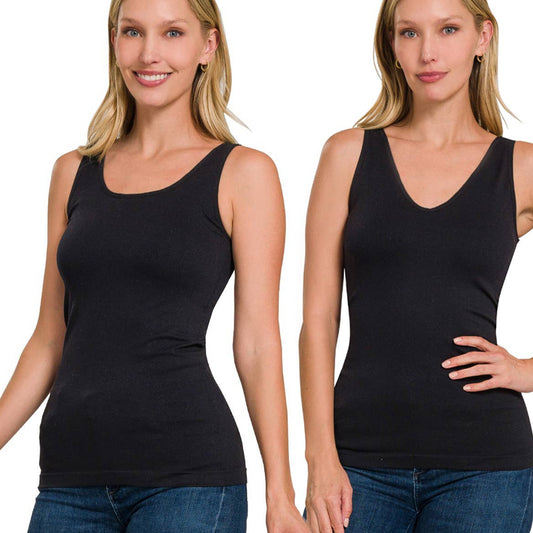 42POPS - `.2 Way V-neck/Scoop neck Seamless Tank