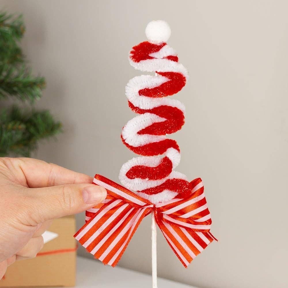 Factory Direct Craft - 10-1/2"  Christmas Chenille Ribbon Candy Pick