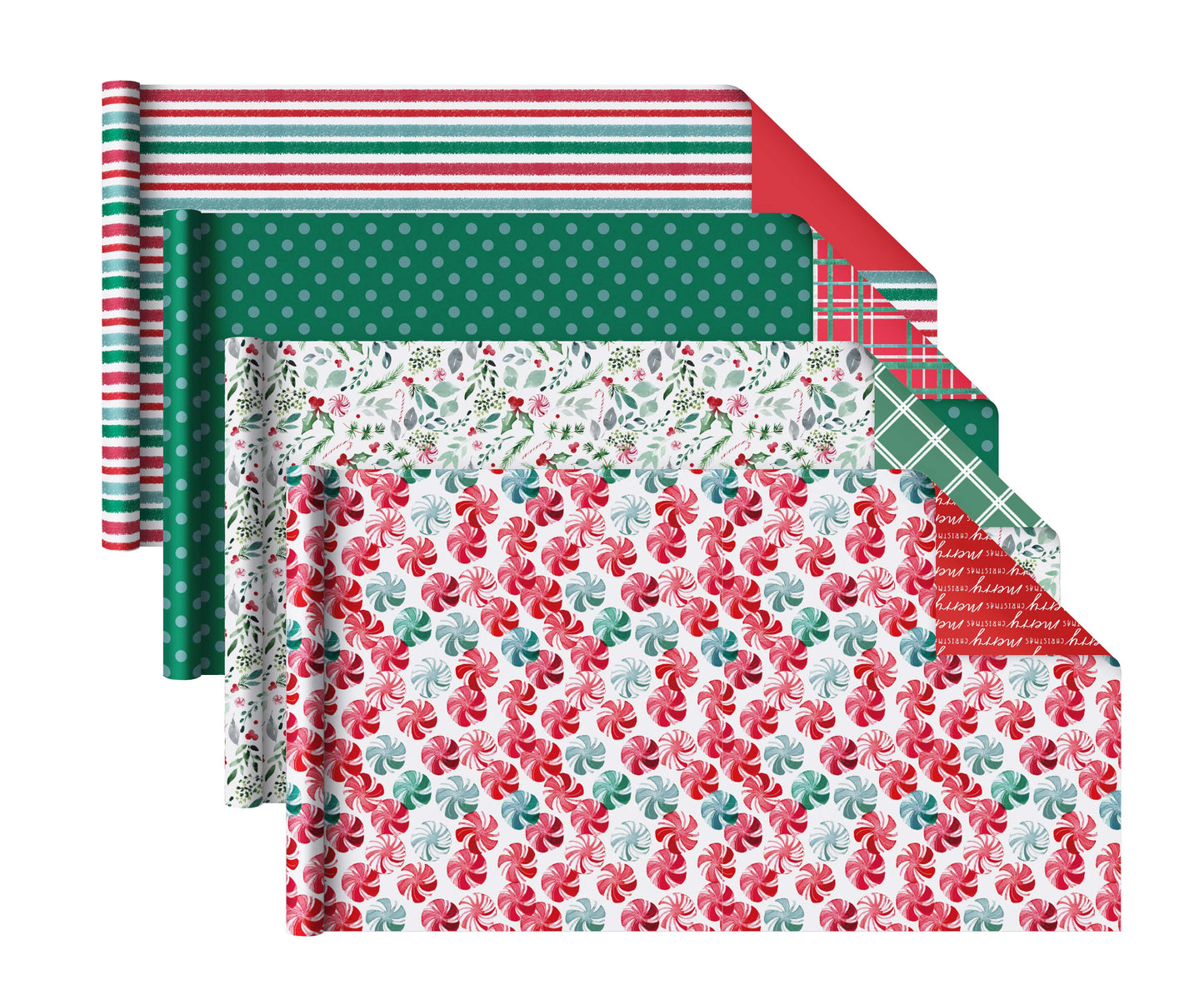 LA Ribbons Wholesale - 30" x 10' Watercolor Christmas Wrapping Paper 4-pack