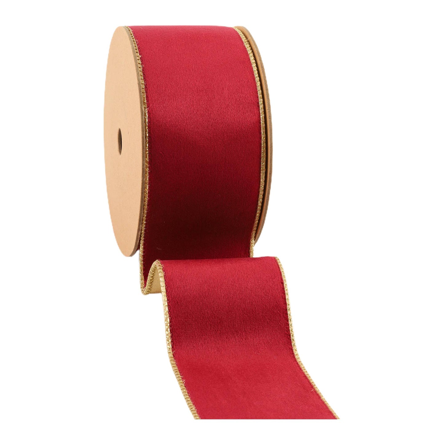 LA Ribbons Wholesale - 2 1/2" Reversible Classic Velvet Wired Ribbon | Burgundy/Gold | 10 Yard Roll