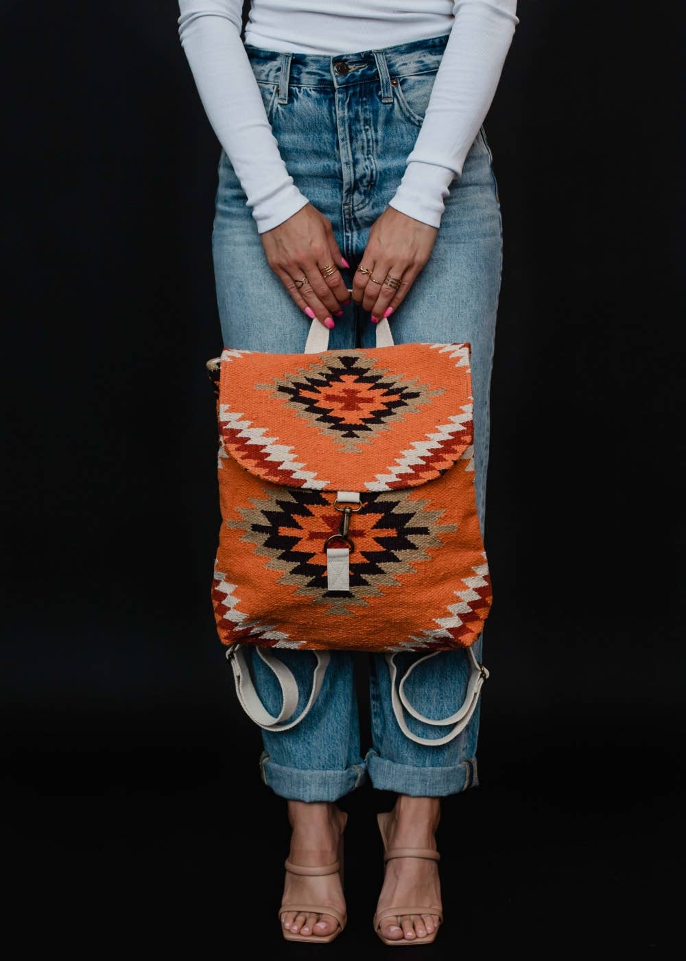 Panache Apparel Co. - Orange, White & Red Aztec Backpack