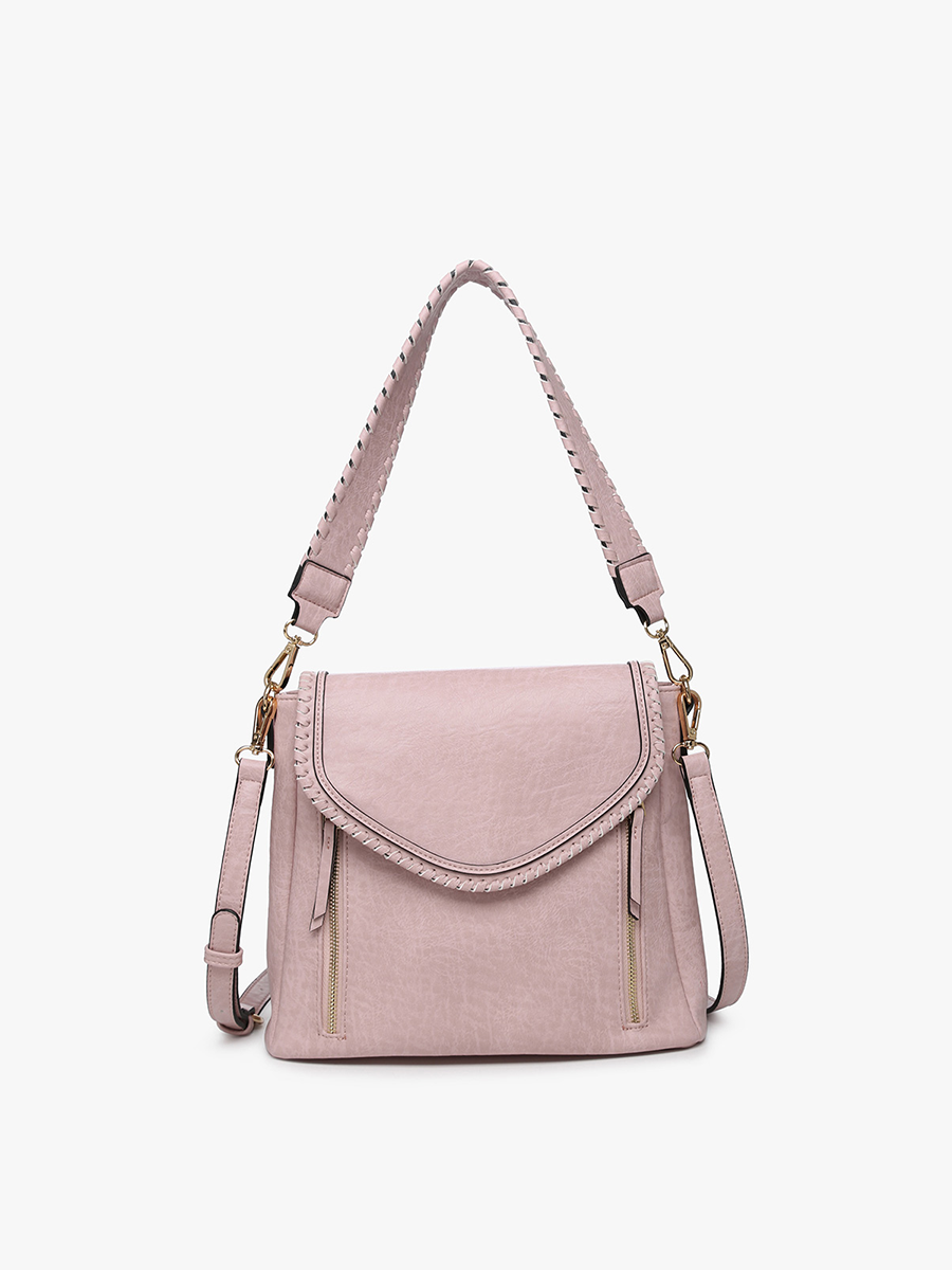Jen & Co. - M2167 Lorelei Double Zip Whipstitch Trim Crossbody