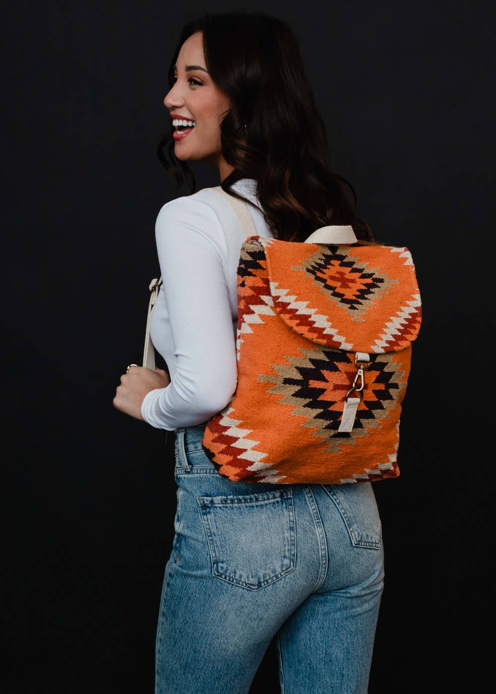 Panache Apparel Co. - Orange, White & Red Aztec Backpack