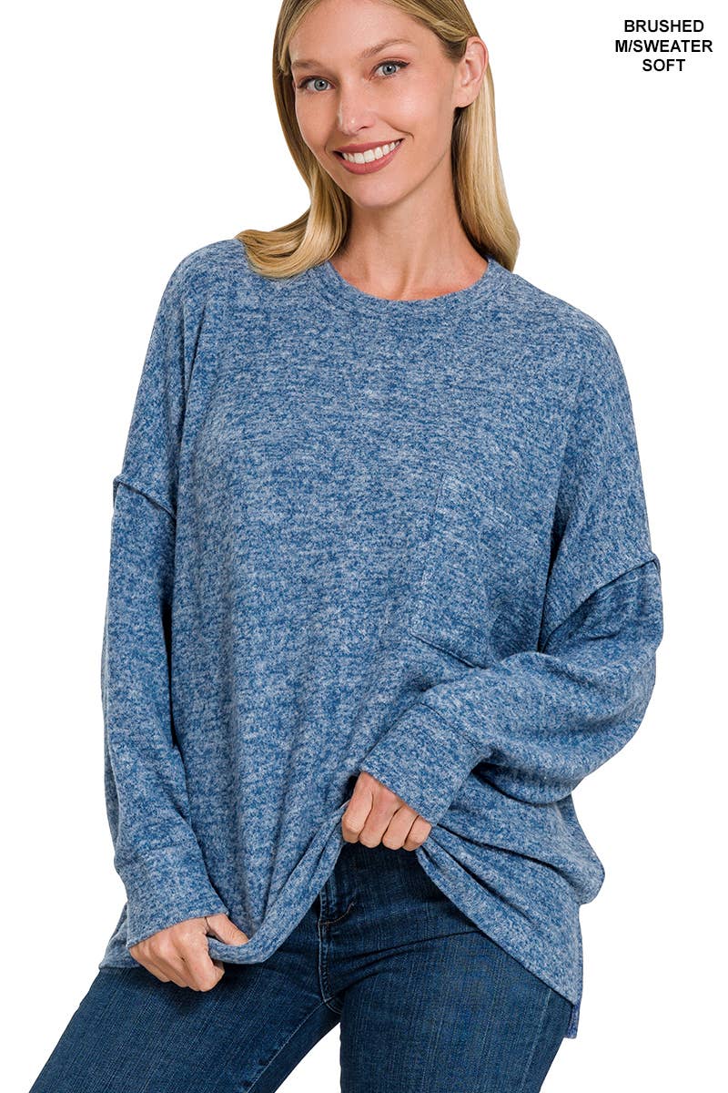 ",...._ Brushed Melange Drop Shoulder Oversized Sweater