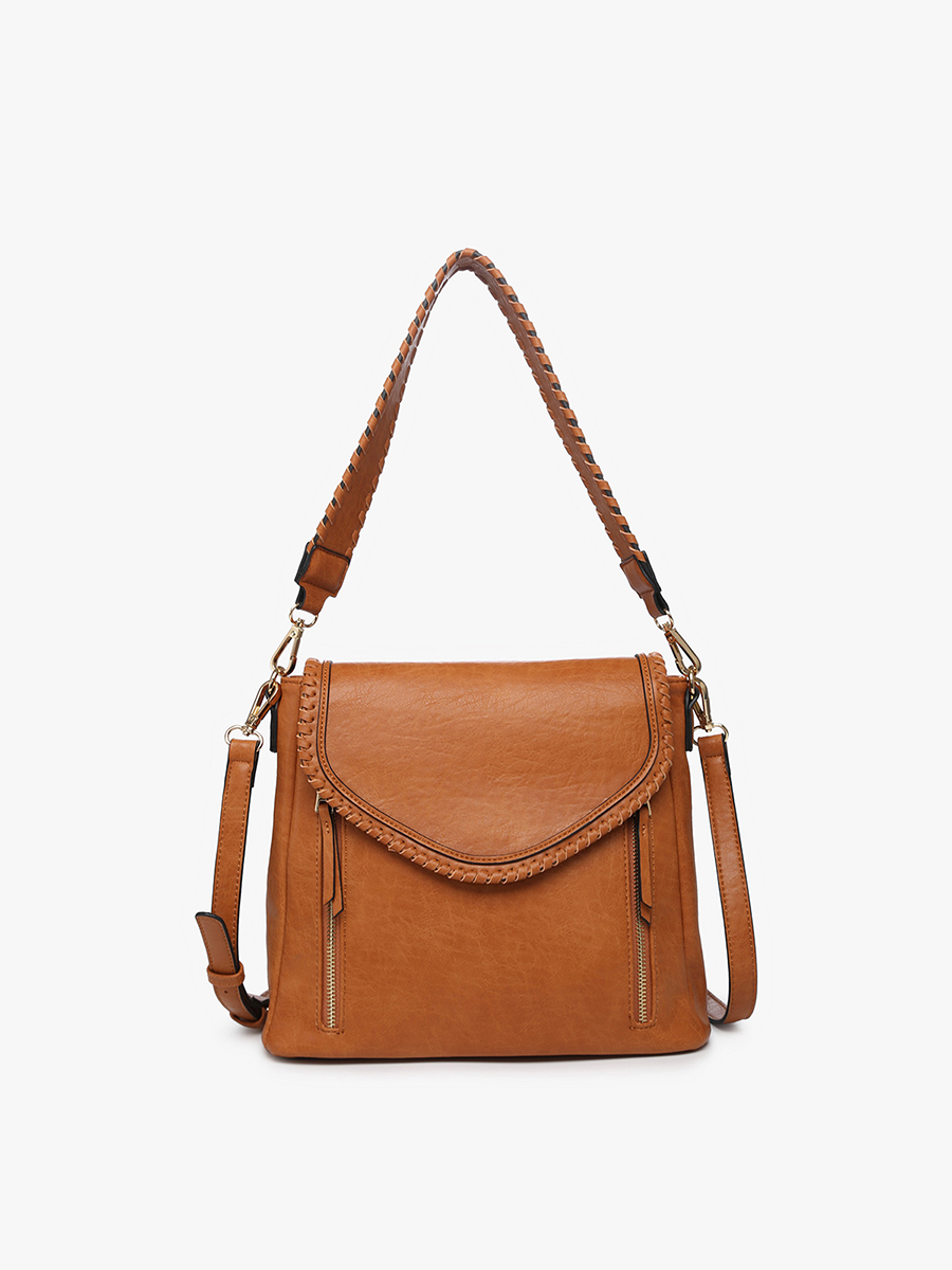 Jen & Co. - M2167 Lorelei Double Zip Whipstitch Trim Crossbody