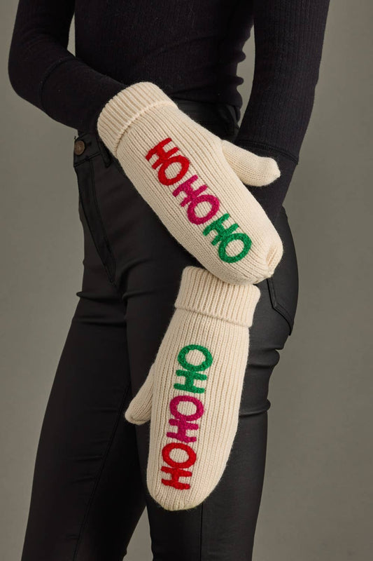 Panache Apparel Co. - Beige Ho Ho Ho Knit Mittens