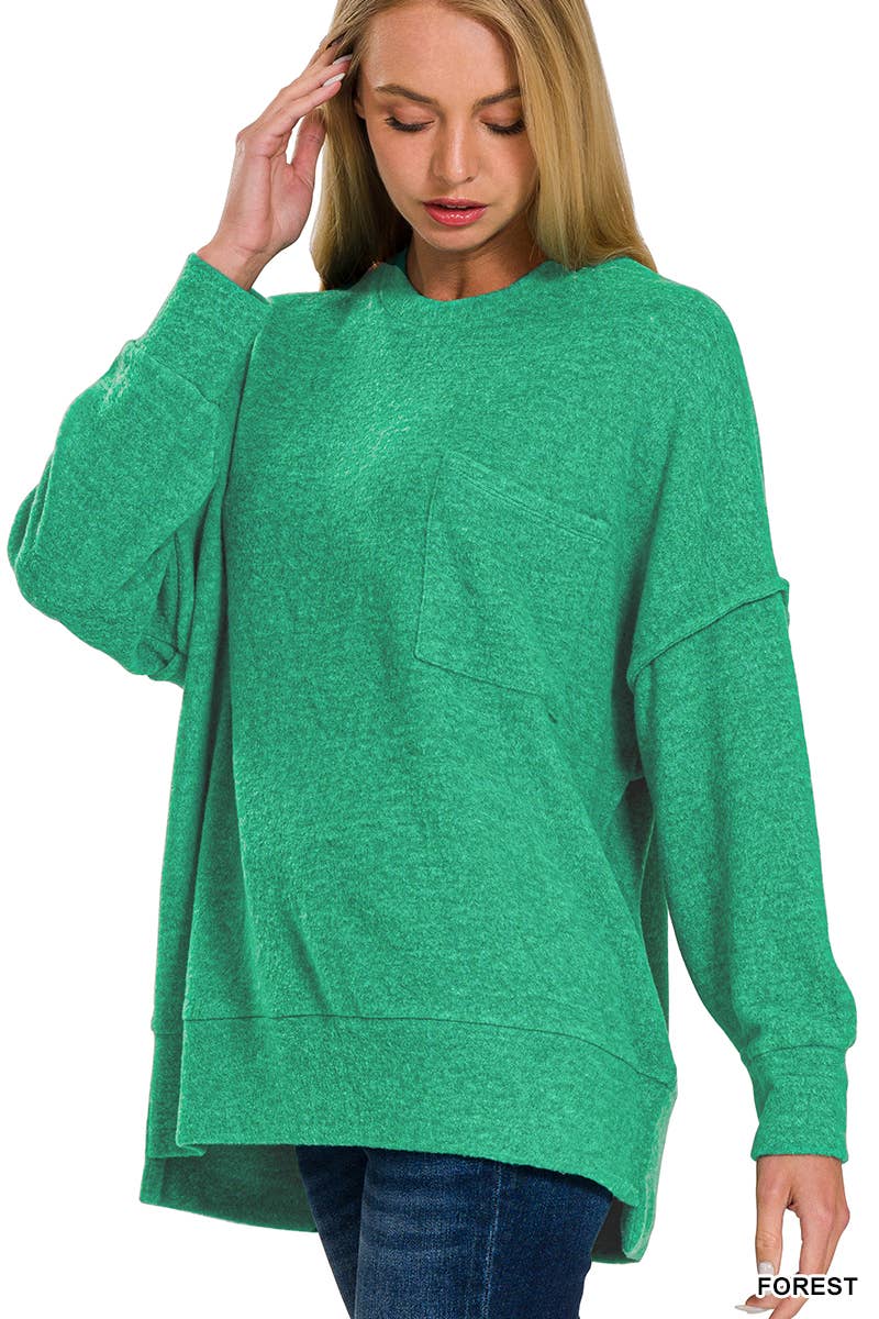 ",...._ Brushed Melange Drop Shoulder Oversized Sweater