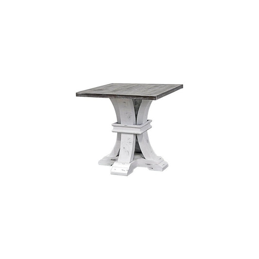 Trestle End Table, Sanded White Weathered Wood Top|12066