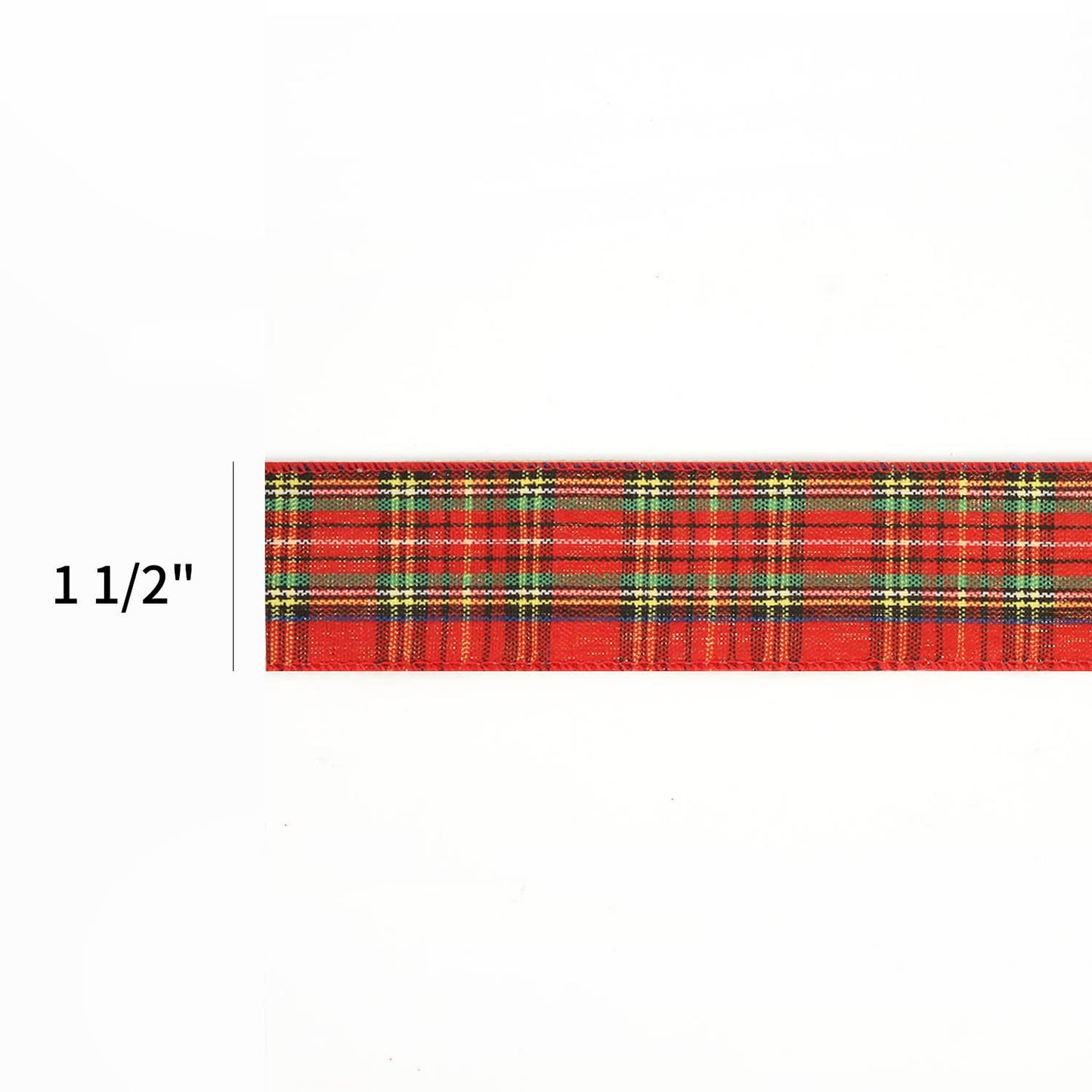 LA Ribbons Wholesale - 1 1/2" Holiday Wired Ribbon | "Plaid" Red/Black/Gold