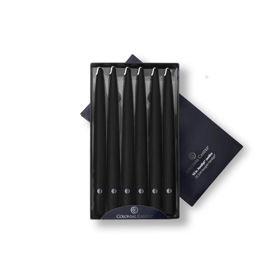 Black Unscented Handipt Taper Colonial Candle, 10 inch