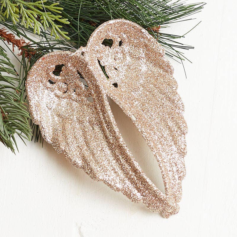 Factory Direct Craft - Champagne Glitter Angel Wing Ornaments (Pack of 12 pieces)