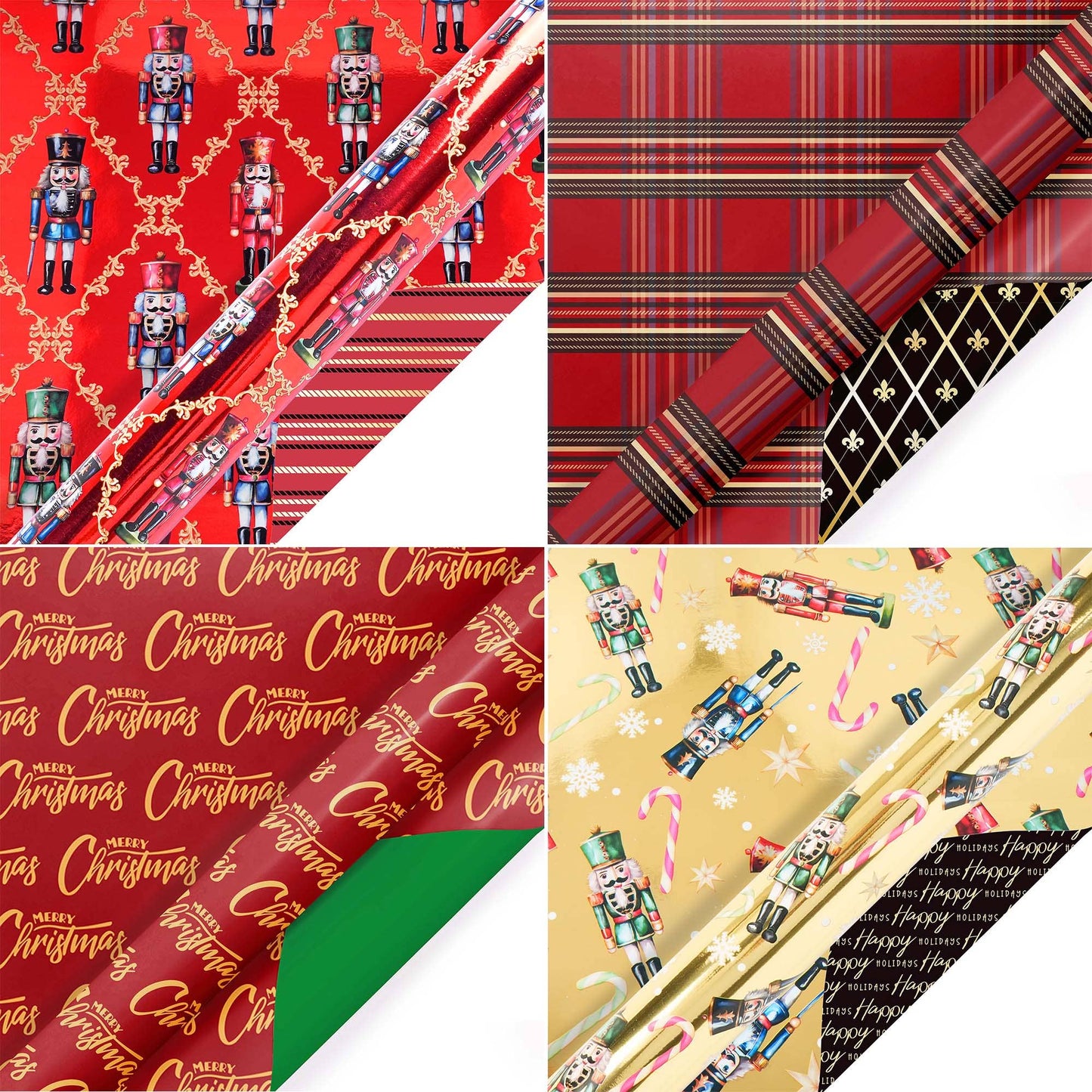 LA Ribbons Wholesale - 30" x 10' Wrapping Paper Bundle (4-pack) | Ruby Nutcracker