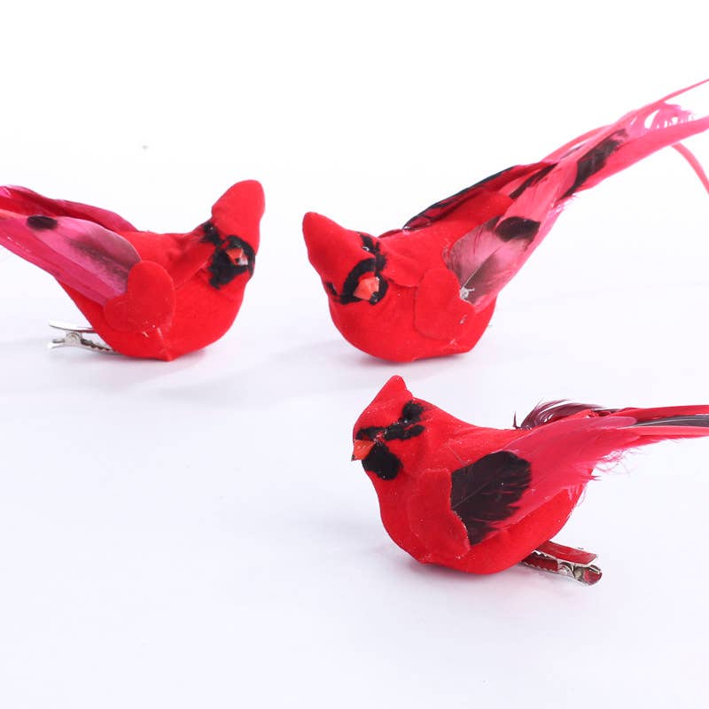 Factory Direct Craft - 6-1/2" Artificial Red Cardinal  w/clips (Pack of 12 Birds)