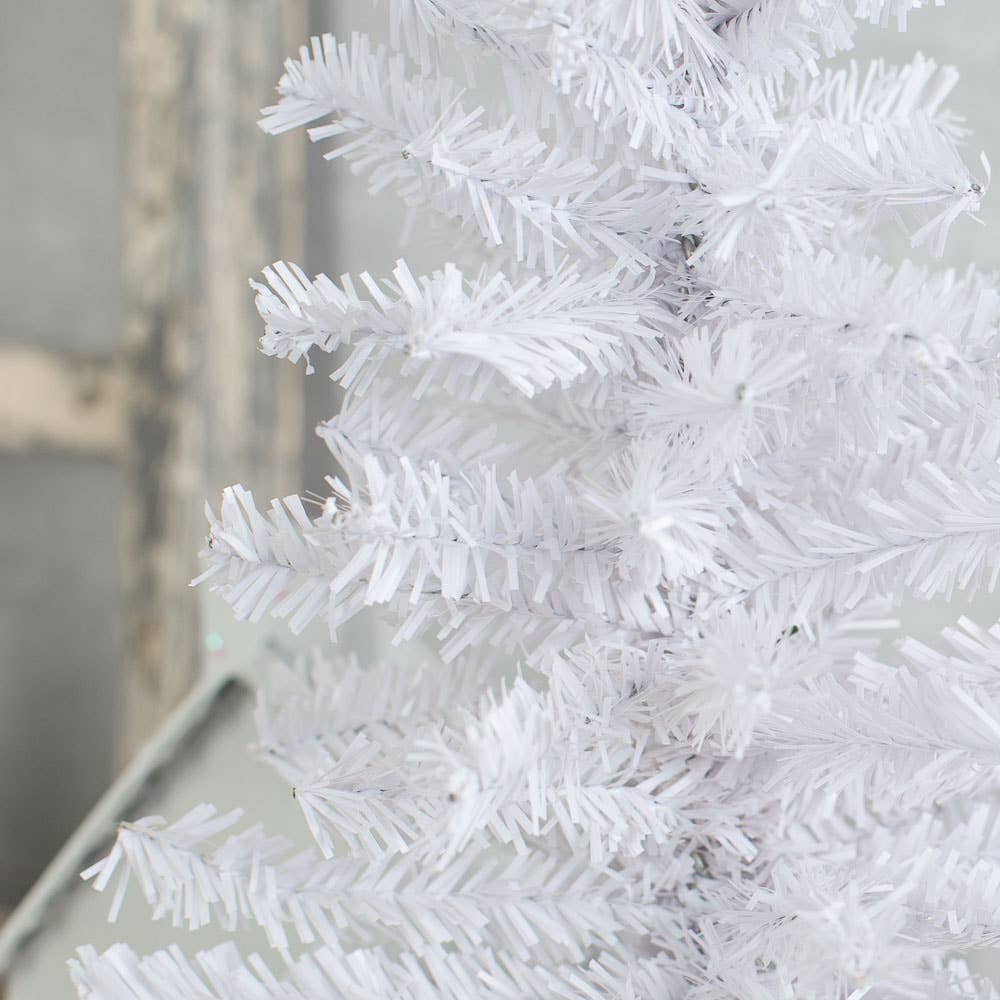 Factory Direct Craft - 12" White Artificial Canadian Pine Tree w/ Natural Wood Base