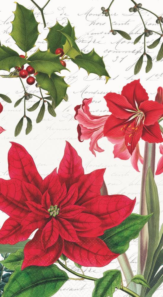 GUEST TOWEL- CHRISTMAS PLANTS, WHITE BY AMBIENTE