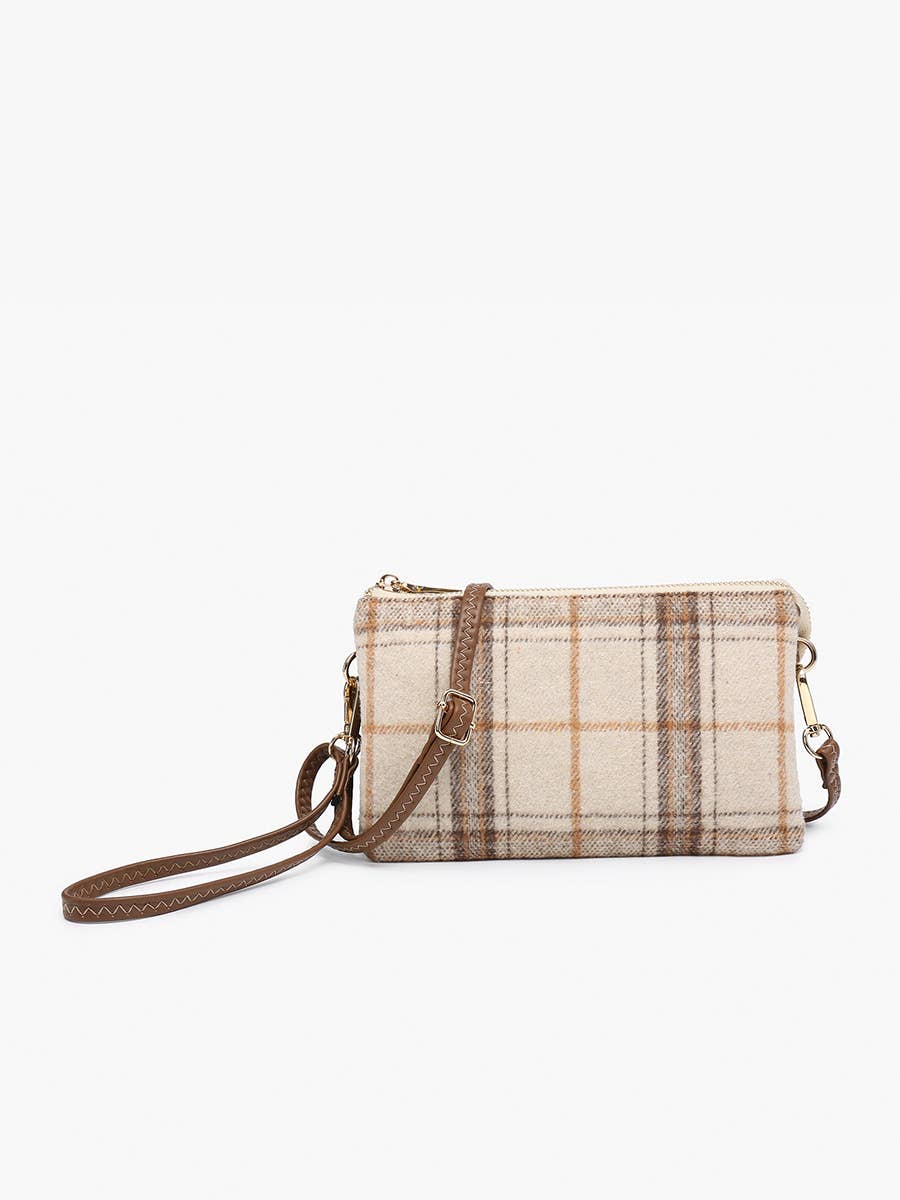 Jen & Co. - M013-PLD Riley Plaid 3 Compartment Crossbody/Wristlet