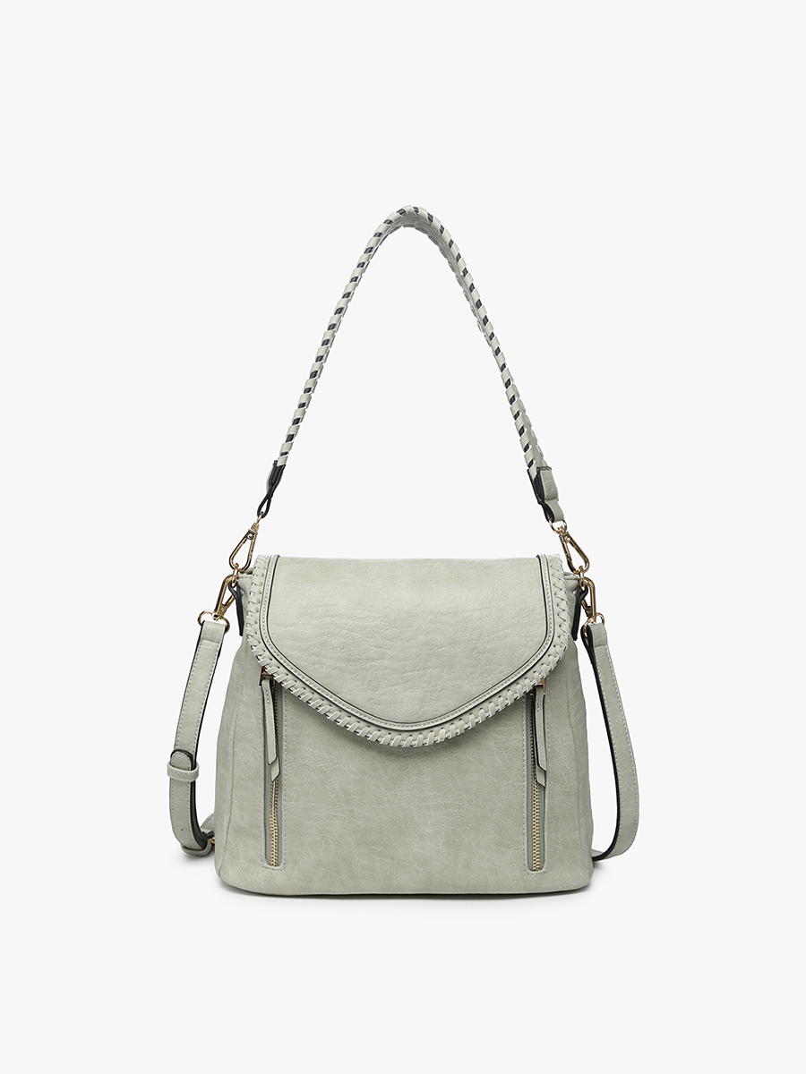 Jen & Co. - M2167 Lorelei Double Zip Whipstitch Trim Crossbody